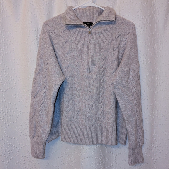 J. Crew Cable-knit half-zip sweater in Supersoft Merino Wool Blend Women's Large - Picture 1 of 6